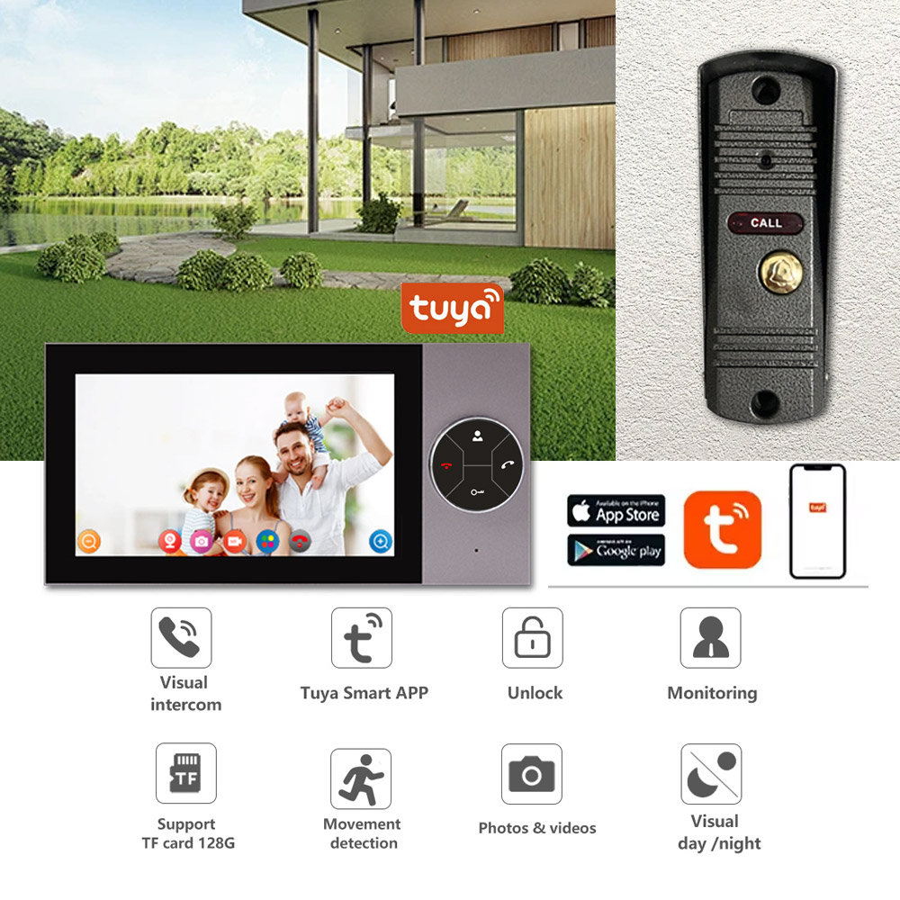 Layar IPS 7 Inci 2MP 1080P Apl - Wifi Doorbell Camera ulasan dan harga