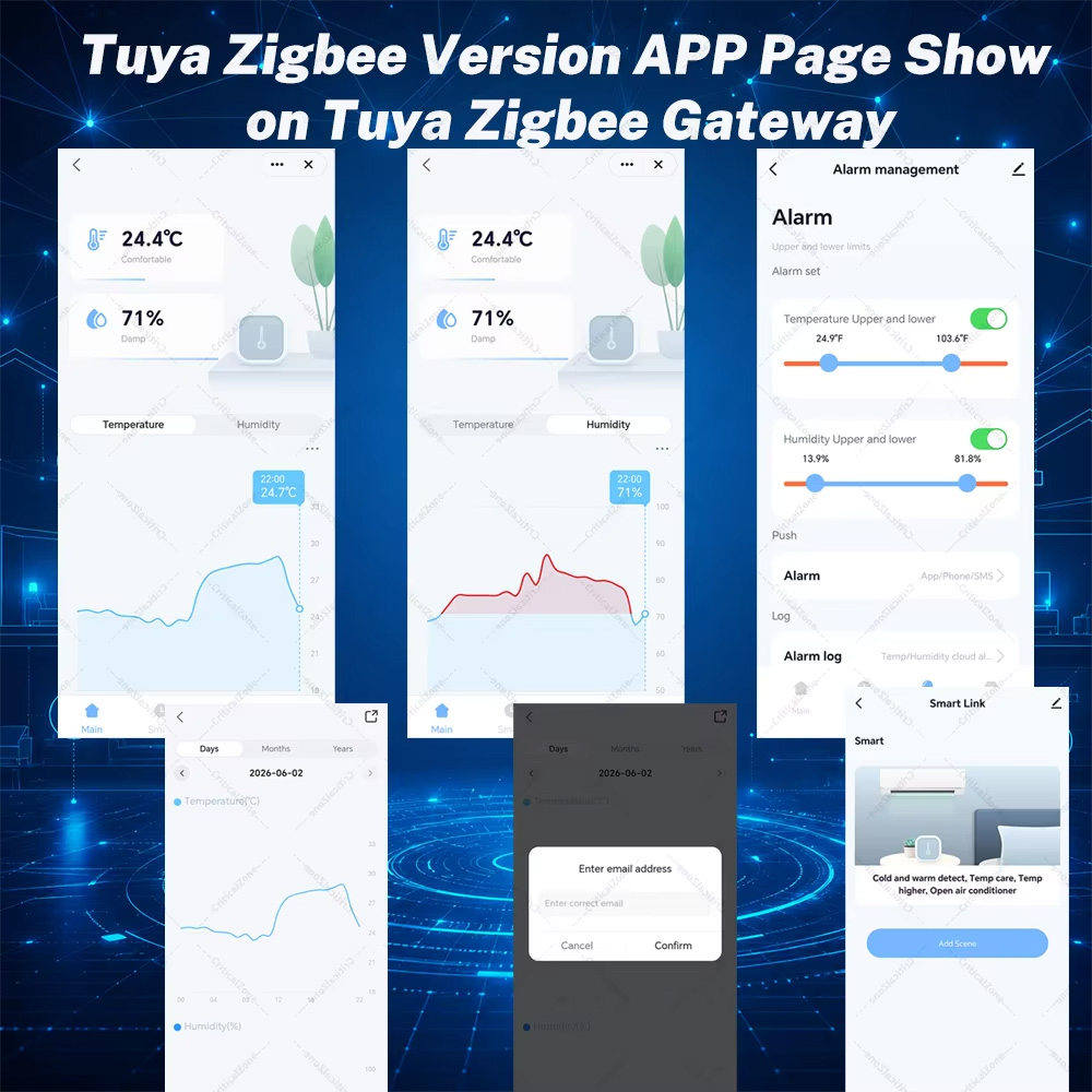 Sensor Suhu Kelembaban Zigbee  - Smart Home Tablet ulasan dan harga
