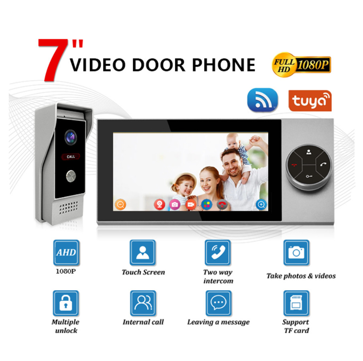 Layar IPS 7 Inci 2MP Tuya APP  - Wifi Doorbell Camera ulasan dan harga